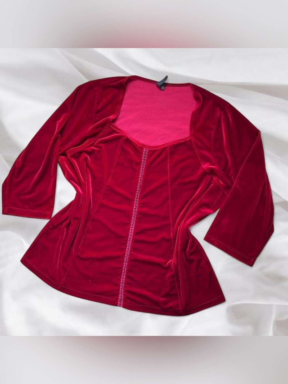 Romantic Gothic Red Velvet Blouse